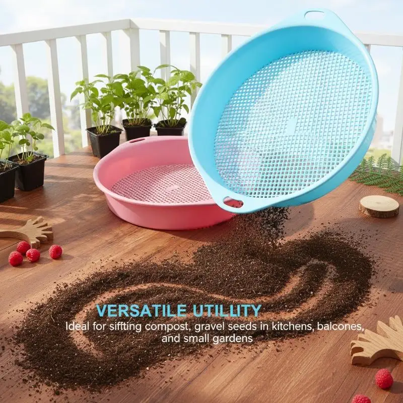 Hot！High Precision Garden Soil Sieve Sifter Square Mesh Round Filter for Sand Compost Screening
