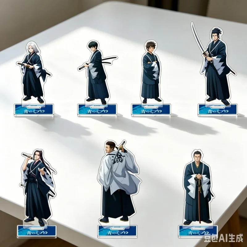 AnimeTV Los Lobos Azules de Mibu - Figura de Acrílico con Base, Modelo de Anime, Adornos de Escritorio, Decoración para Habitación, Regalos, Llavero de 15 cm