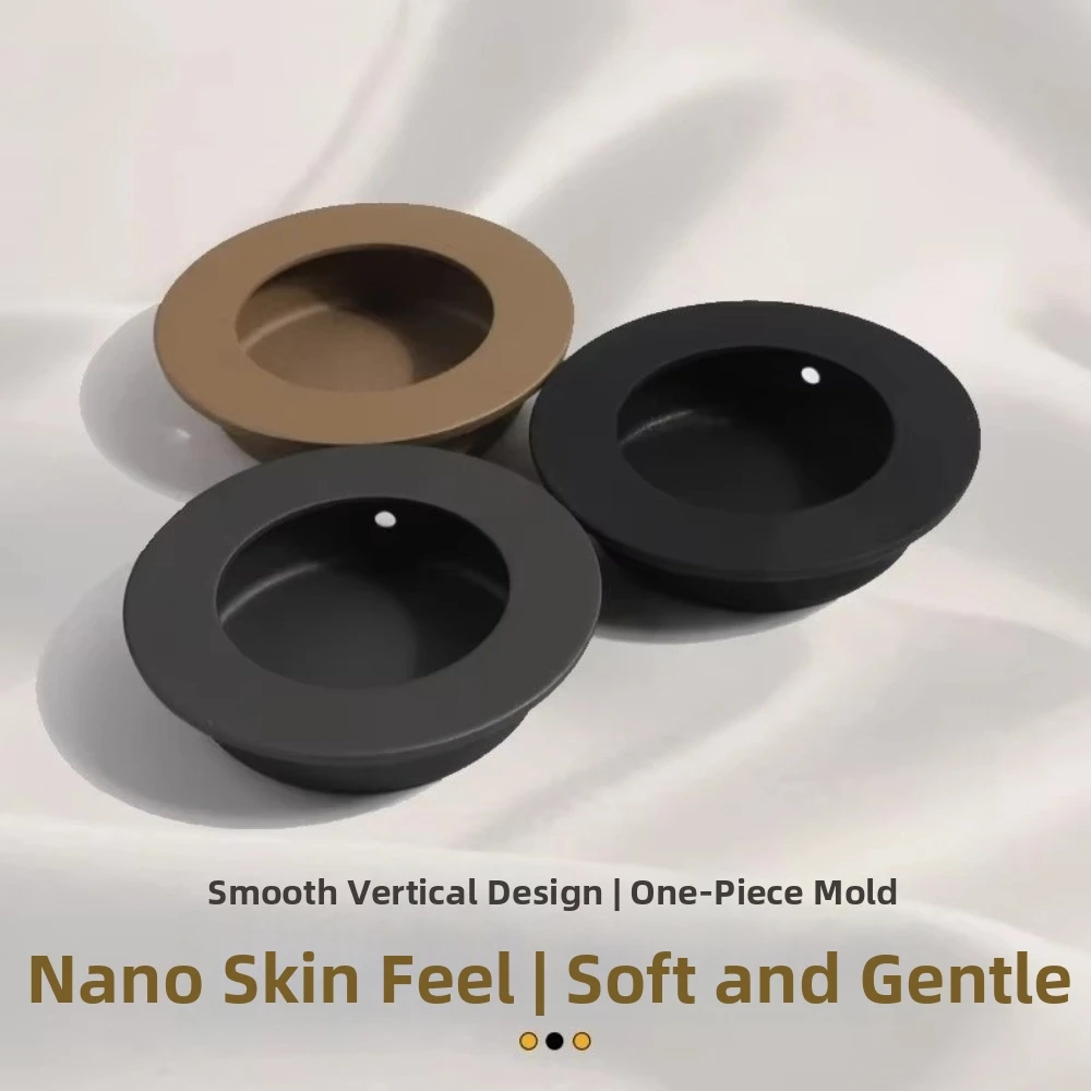 Stainless Steel Recessed Door Handle Flush Mount Concealed Installation Embedded Door Knob Round Shape Drawer Pulls