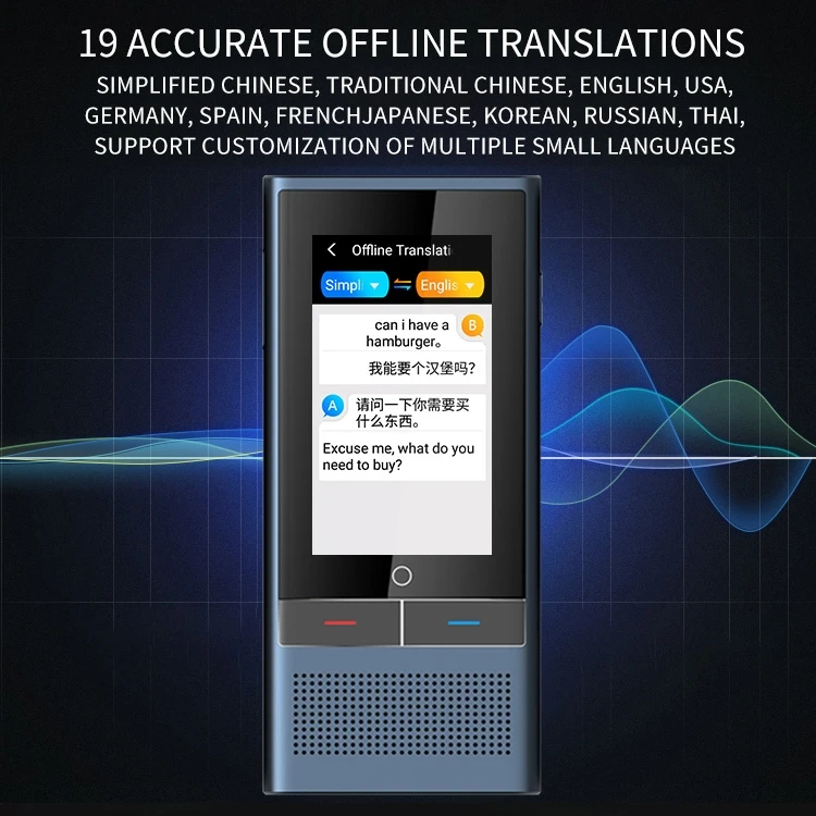 Traduttore vocale intelligente con schermo da 3.1 pollici per viaggi d'affari supporto da 1GB + 16GB 138 lingue intertraduzione
