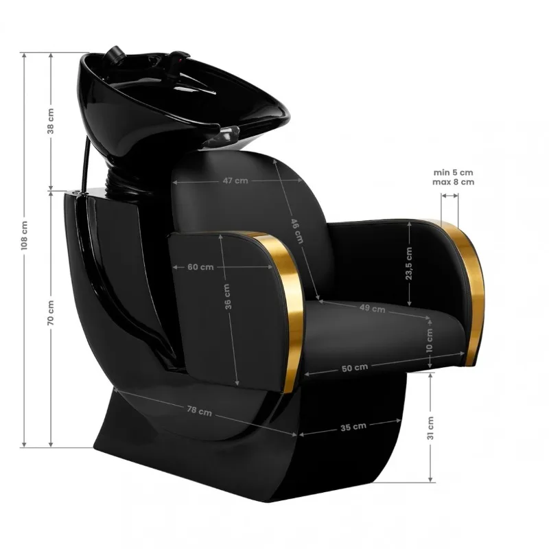 Washing Chair Hairdressing Basin Shampoo Bed Hair Salon Black Gold Beauty Salon Furniture Set Styling Chair Shampoo Bowl Sink