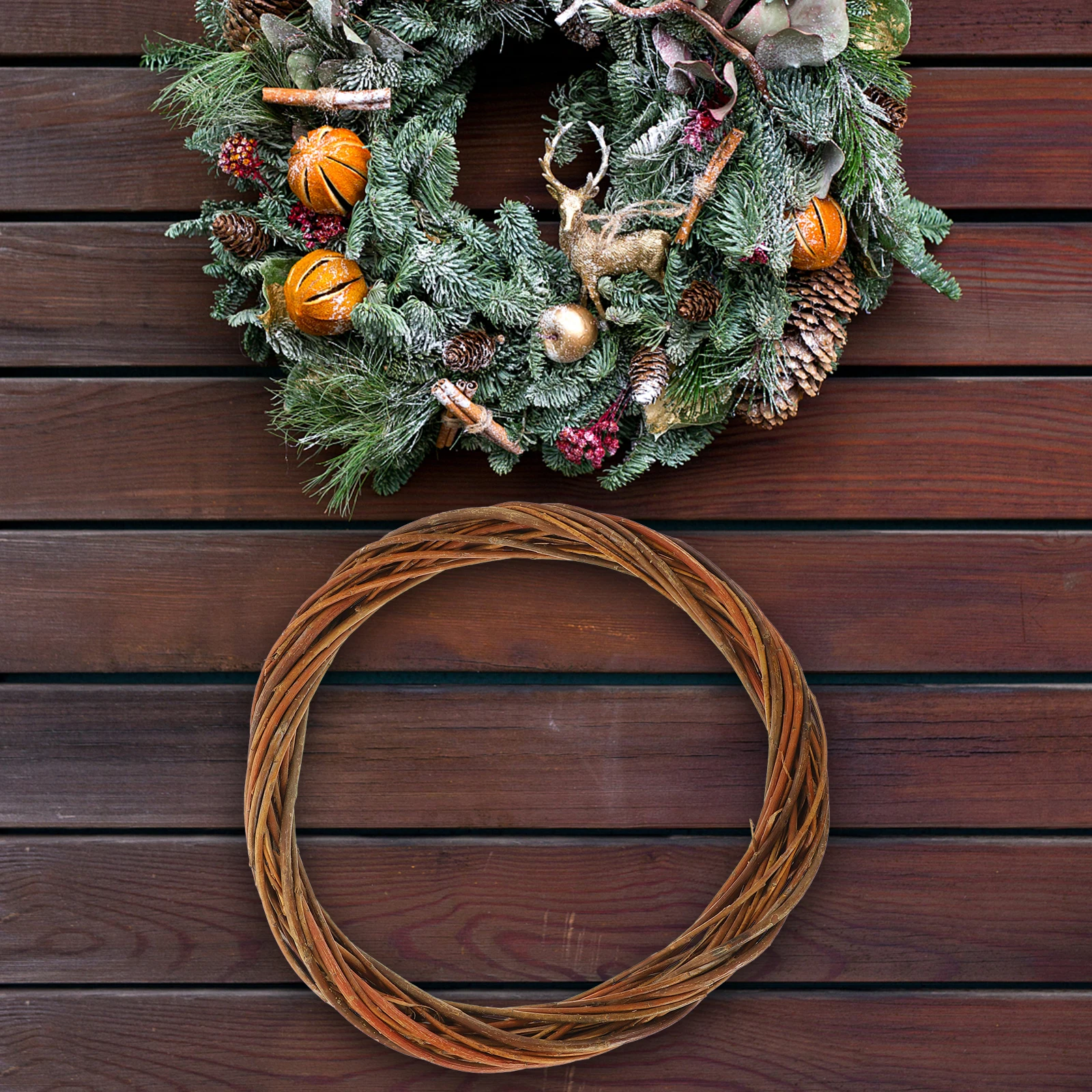 

1pc Wicker Willow Natural Christmas Decor Garland Ring Diy Wicker Rings Craft Vine Christmas Wreath Home DIY Frames Interior
