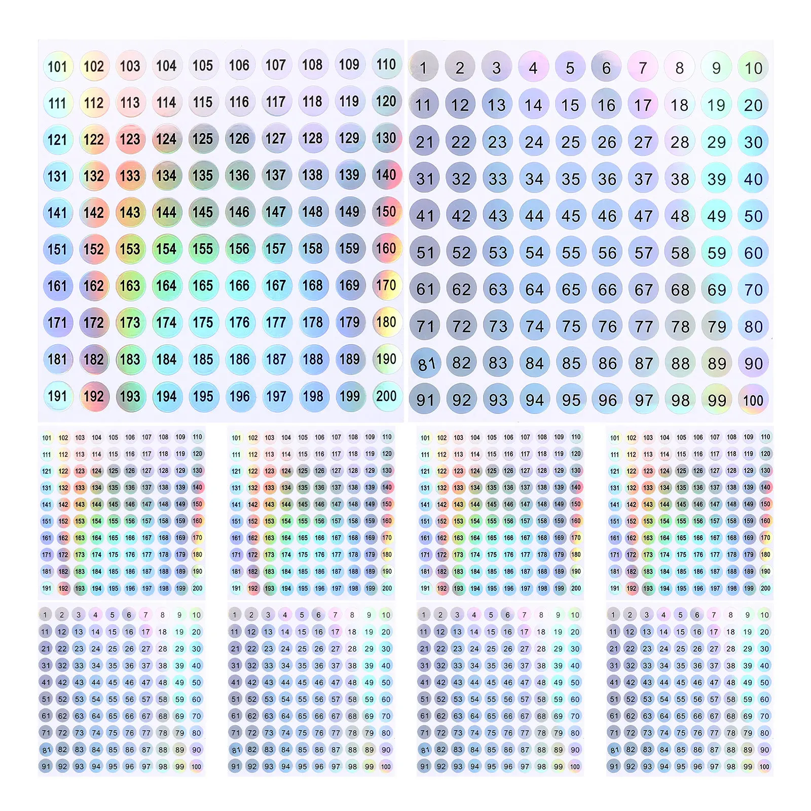 

20 листов круглых самоклеящихся этикеток с номерами для организации книг, коробок, вешалок, хранения инструментов и инвентаризации