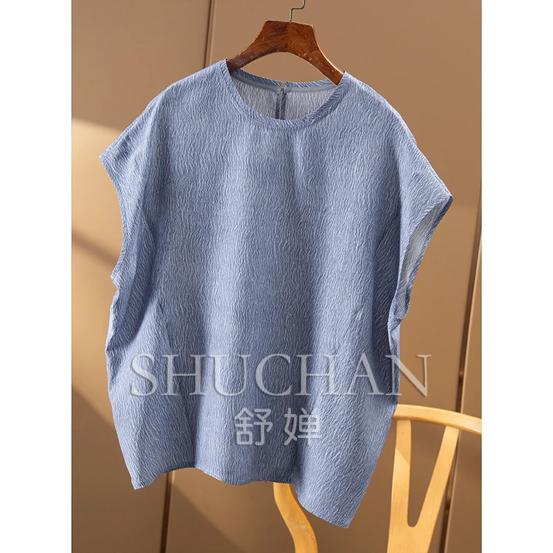 2025 High-quality Natural  Silk Pearl Crepe Loose Bag Rotator Sleeve Shirt New Women's 60A0  Blouses for Women Fashion