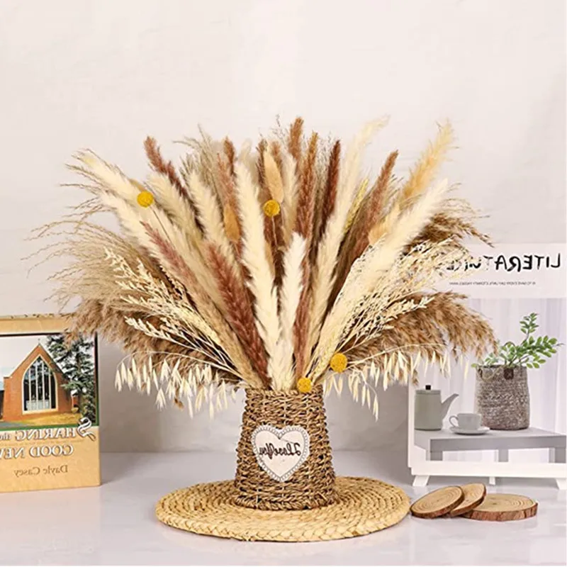 

135PCS/Lot Natural Flores Secas Bouquet For Bedroom, Cooler, Table Decor Natural Plant Pampas Secas Grandes Rabbitail Reeds Gras