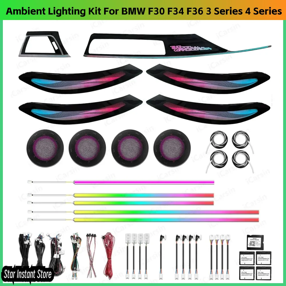 

F34 F36 окружающее освещение для BMW F30 3 серии 3GT 4 серии, комплект обновления внутреннего светодиодного освещения, аксессуары, отделка приборной панели