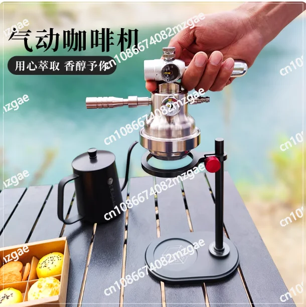 Mesin Kopi Pneumatik Portabel untuk Berkemah, Set Ekstraksi Espresso Tanpa Listrik, Dapat Dilepas, 10bar, Mesin Kopi Luar Ruangan