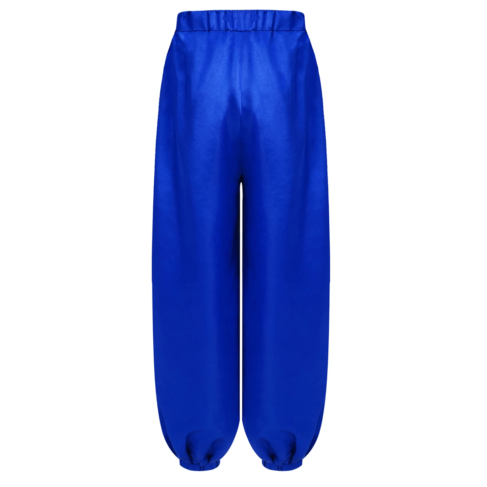 

Kids Girls Satin Belly Dance Pants Casual Loose Solid Color Elastic Waistband Bloomers for Stage Performance Theme Party Cosplay