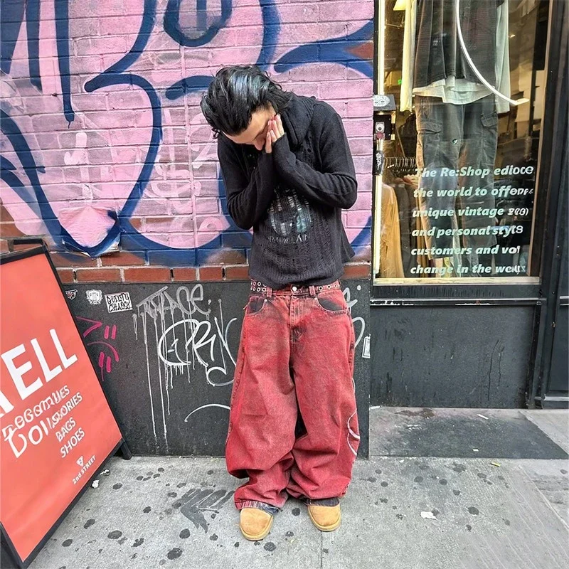 Y2k Complex Heavy Industry Workwear Jeans Casual Denim Pants High Waist Straight Wide Leg Jeans Harajuku Hip Hop Women Clothing