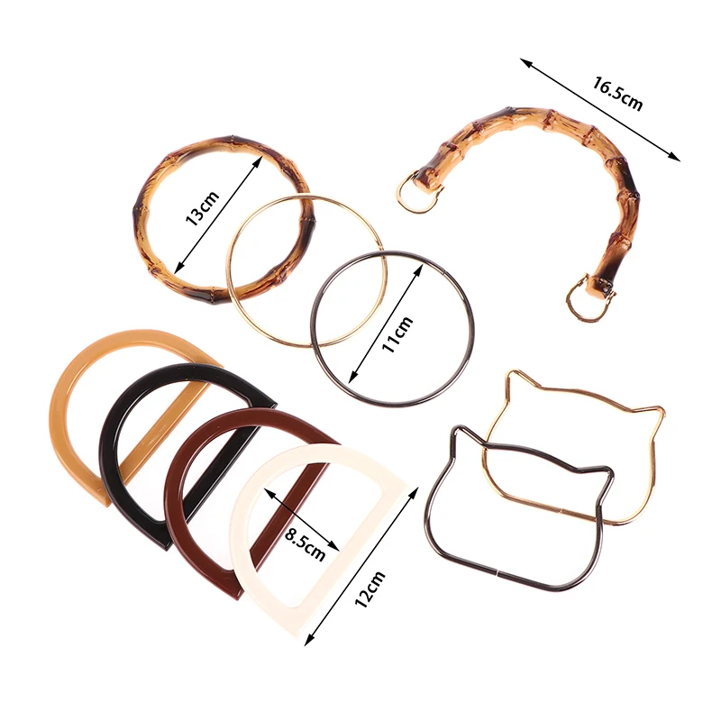 1Pair Round D-shaped Bag Handle Metal Ring Handbag Handles Replacement DIY Purse Luggage Handcrafted Accessories