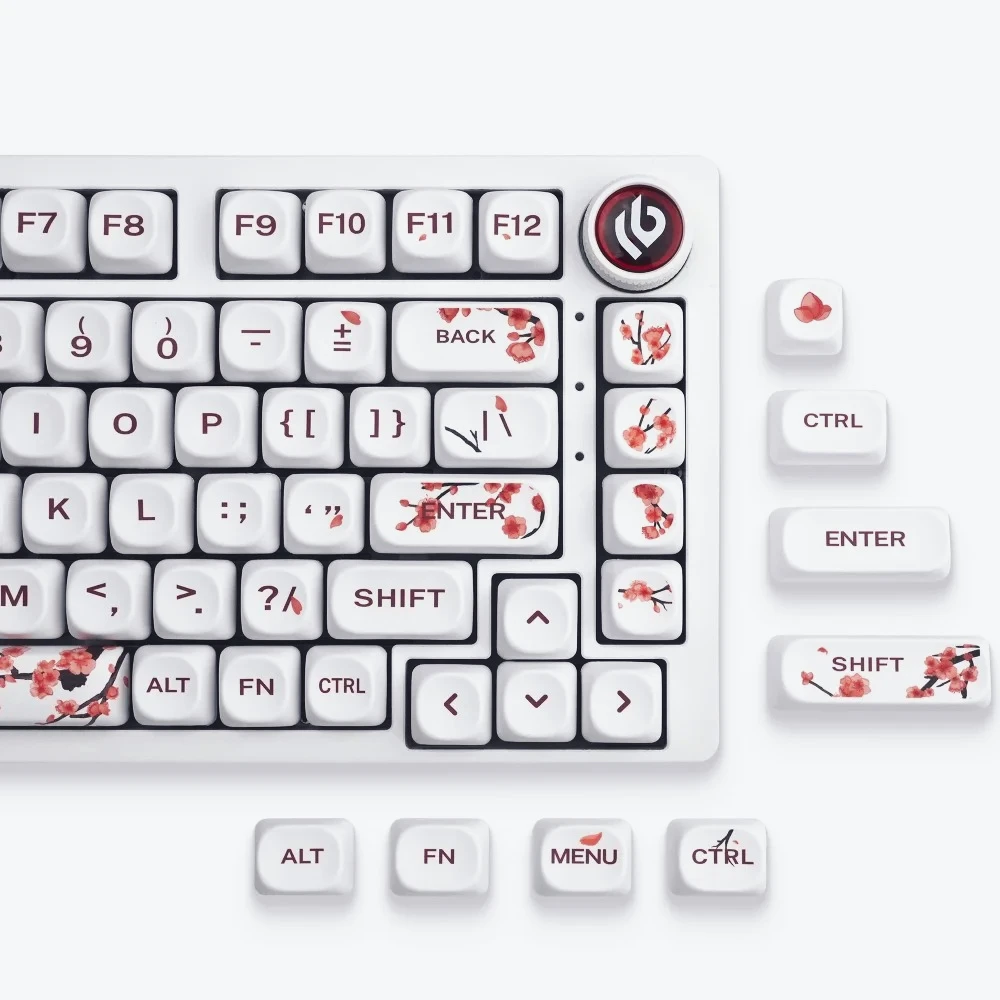 

140 Key MOA Keycap Set PBT Plum Blossom Themed Keyboard Cap Suitable for 60/64/84/98/108 Gaming Mechanical Keyboard MX Switch