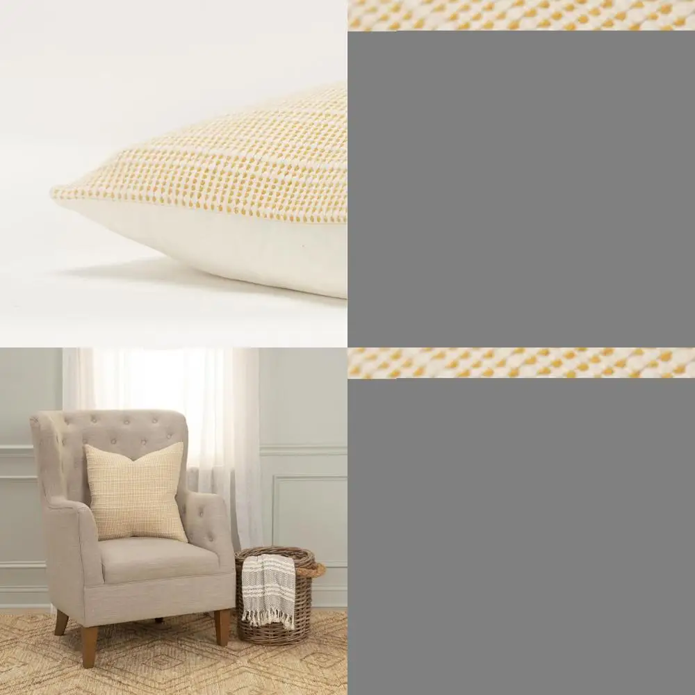 

Набор наволочек в хлопковую полоску, 20x20 дюймов, кремово-желтый