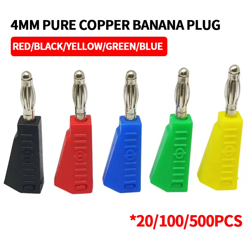 

20Pcs 4mm Banana Plug Pure Copper Nickel-Plated Gun Lantern Type Can Be Inserted High-Voltage Connector Test Welding Insulation