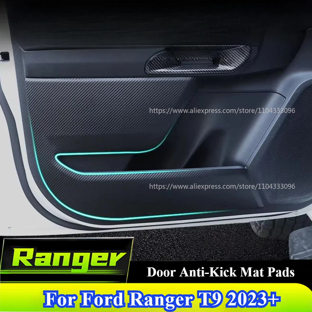 

Carbon Fiber Leather Inner Door Anti-Kick Mat Pads For Ford Ranger T9 2023 2024+ Anti Dirty Protective Cover For Ranger Stickers