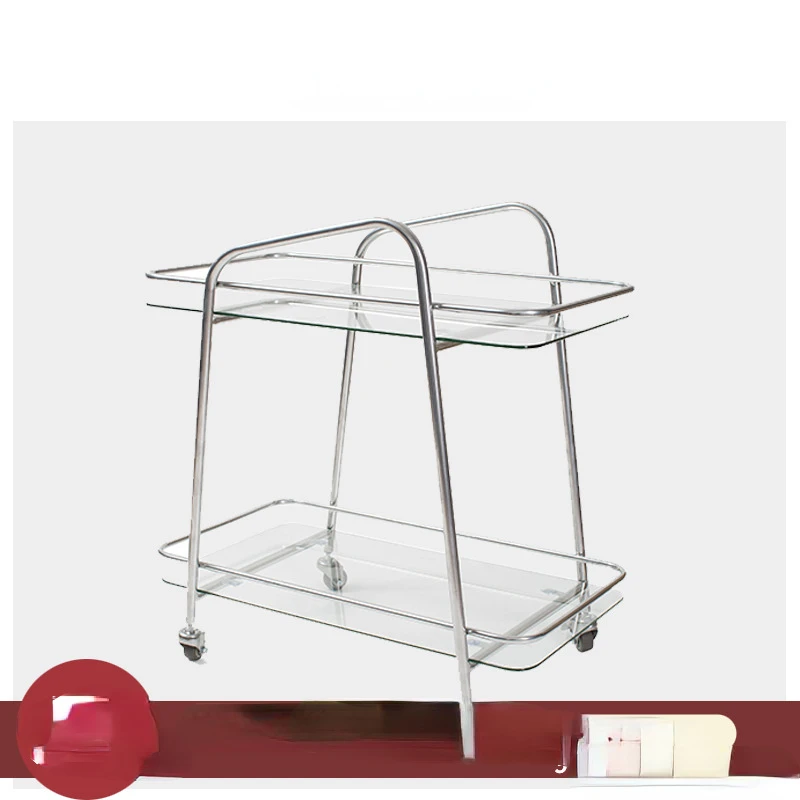 Household simple stainless steel mobile cart creative coffee table living room wine cart