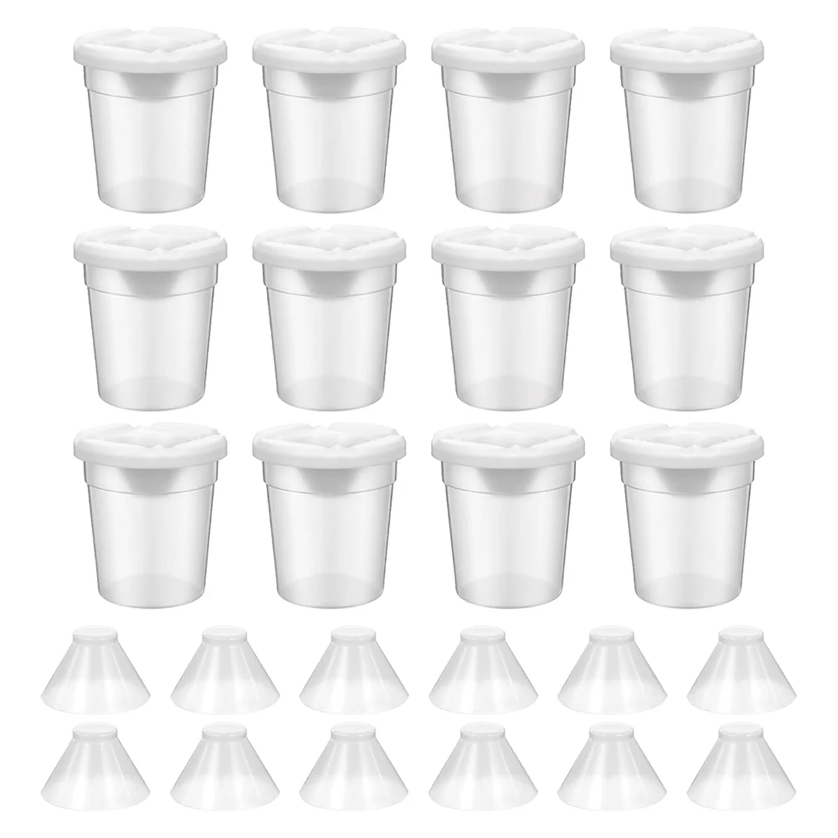 KSOL 12 Packs Paint Cups with Lids for Kids No Spill Learning Color Cups Reusable Paint Containers with Lids for Young Artist