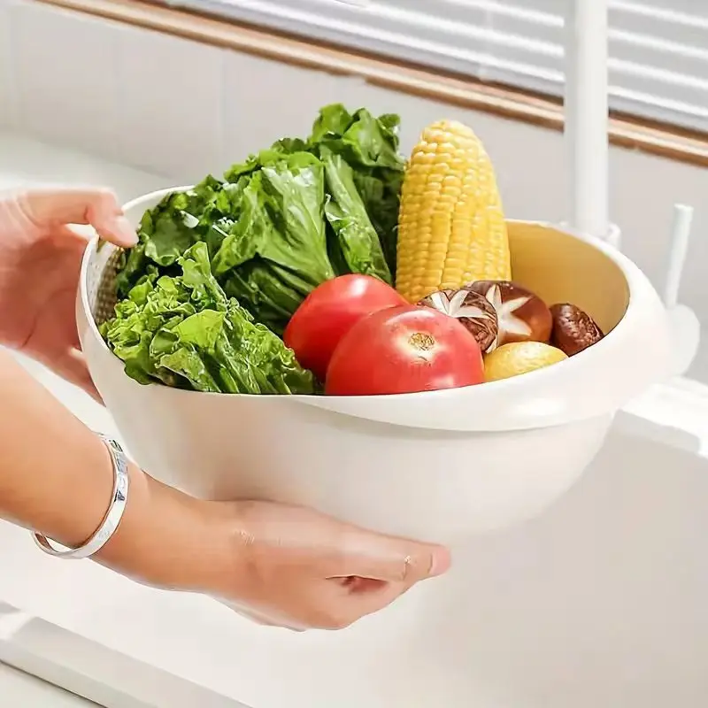 Thickened Plastic Kitchen Rice Washing Sieve, Multi-Functional Creative Kitchen Vegetable Washing Basket, Drain Basket