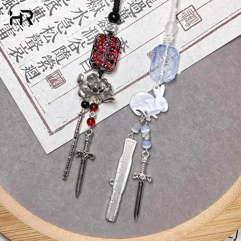 Creative Phone Charms Fashion Trendy Beaded Rabbit Mobile Phone Chain Lanyard Keychain Bag Decoration Pendant Card Book Chain