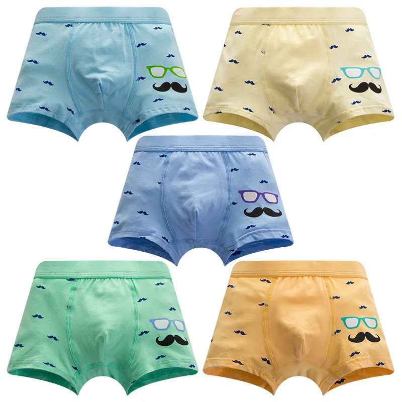 1~10PCS High Quality Kids Boys Panties RC Organic Cotton Material Funny Beard Boxer Panties Underwear Random Color