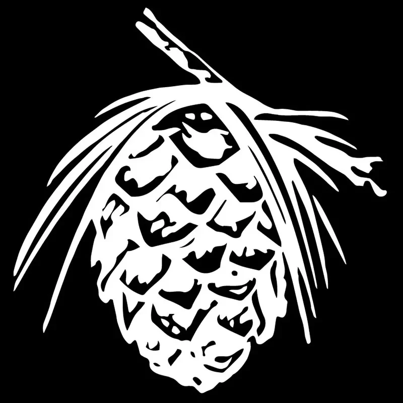 Car Stickers Pine Cone Conifer Plant Creative PVC Car Decoration Accessories Decals Waterproof Sunscreen Black/white,18cm*17cm