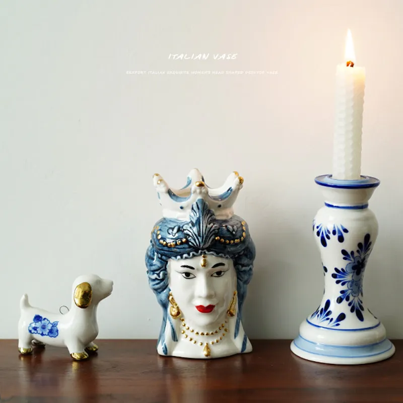 Abstract Woman Head Vase Ornaments Living Room Entrance Dining Table Flower Arrangement Container Dried Flower Vases Decoration