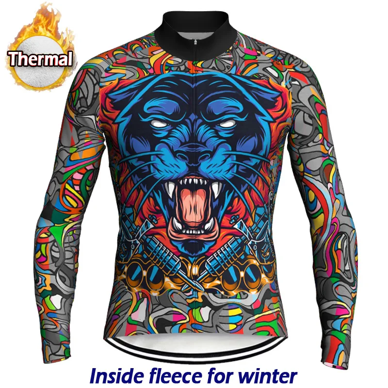 Outdoor Winter Bike Jacket Long Sleeve Thermal Fleece Road Wear MTB Sweater Cycling Jersey Top Ride Sport Bike Mens Warm Coat