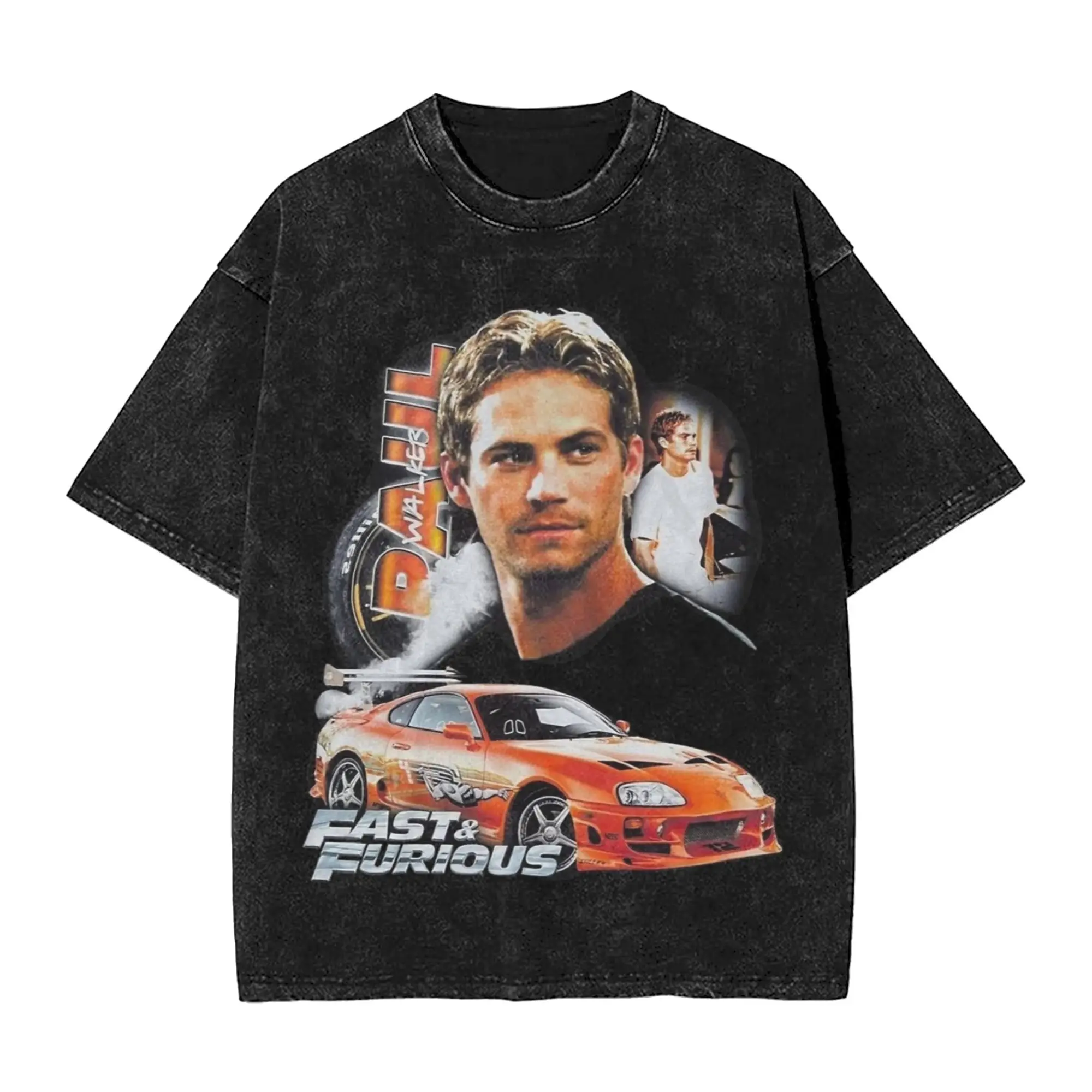 Paul Walker T Shirts Hip Hop Washed Cotton Harajuku T-Shirts  Vintage for Men Women Tops Streetwear Summer Tee Shirt