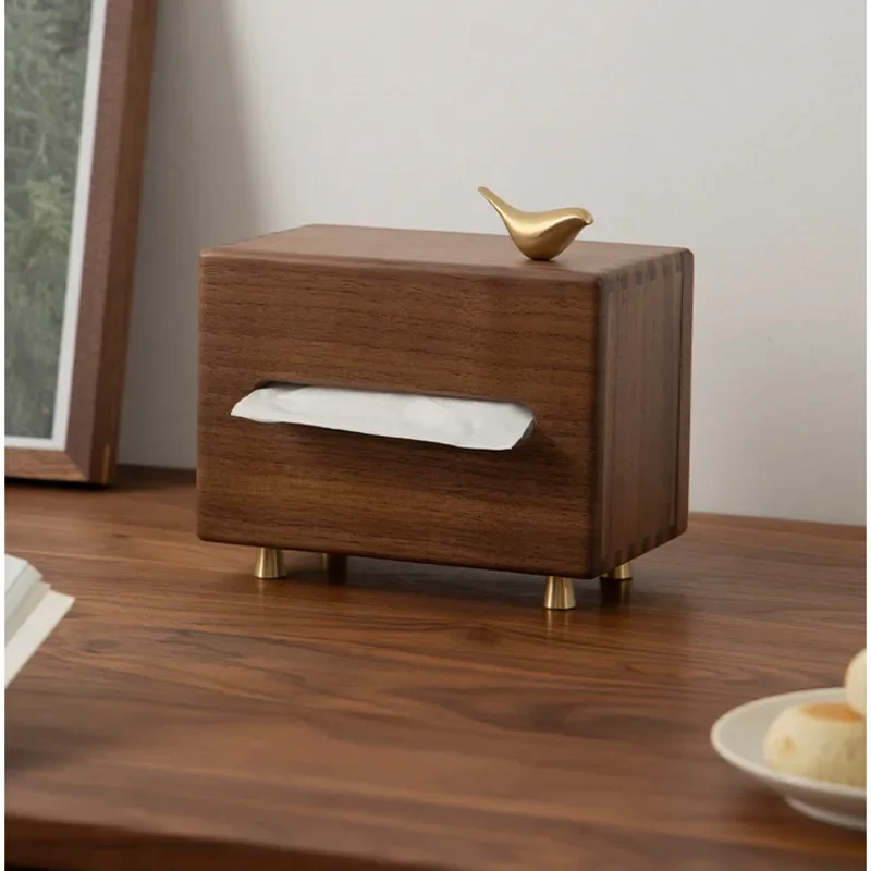 Black Walnut Toilet Paper Holder - Creative Bird Napkin Holder with Side Open Design, Versatile and Practical Unique Style