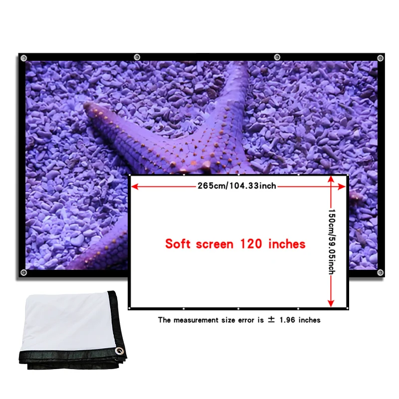 Folding, portable, and easy to clean film projector soft curtain 120 inches, suitable for indoor and outdoor gatherings