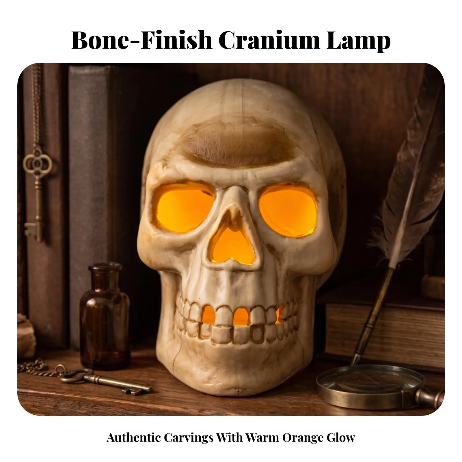 Sound Activated Skull Decoration Light Up Lamp for Halloween Party Table Eerie Cranium Plastic Prop - view 4