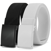 2PCS Men Female Belts Military Nylon Adjustable Belt Outdoor Travel Tactical Waist Belt with Plastic Buckle for Pants 125cm