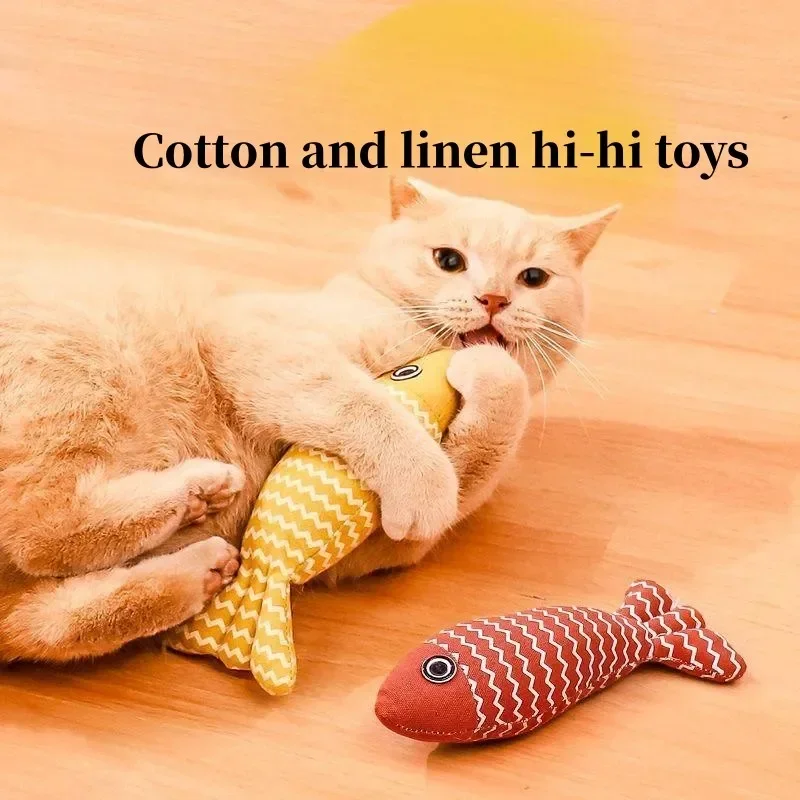 1Pc Simulated Mint Fish Cats Toys Pet Resistant to Scratching  Teeth Grinding Training Toy Linen Teething Stick Supplies Product