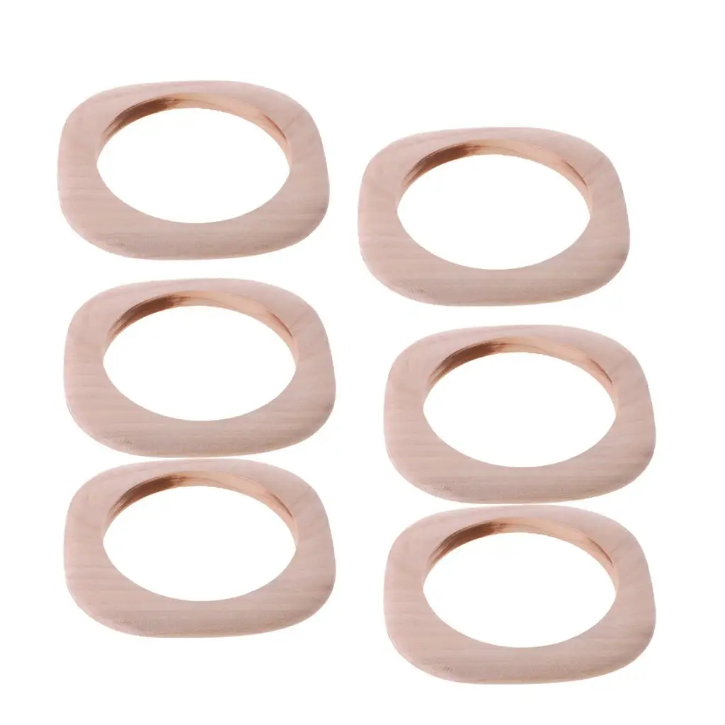 Unpainted Wooden Bracelet Square Wood Crafts Multi Purpose Rings for Creative DIY Art and Carving