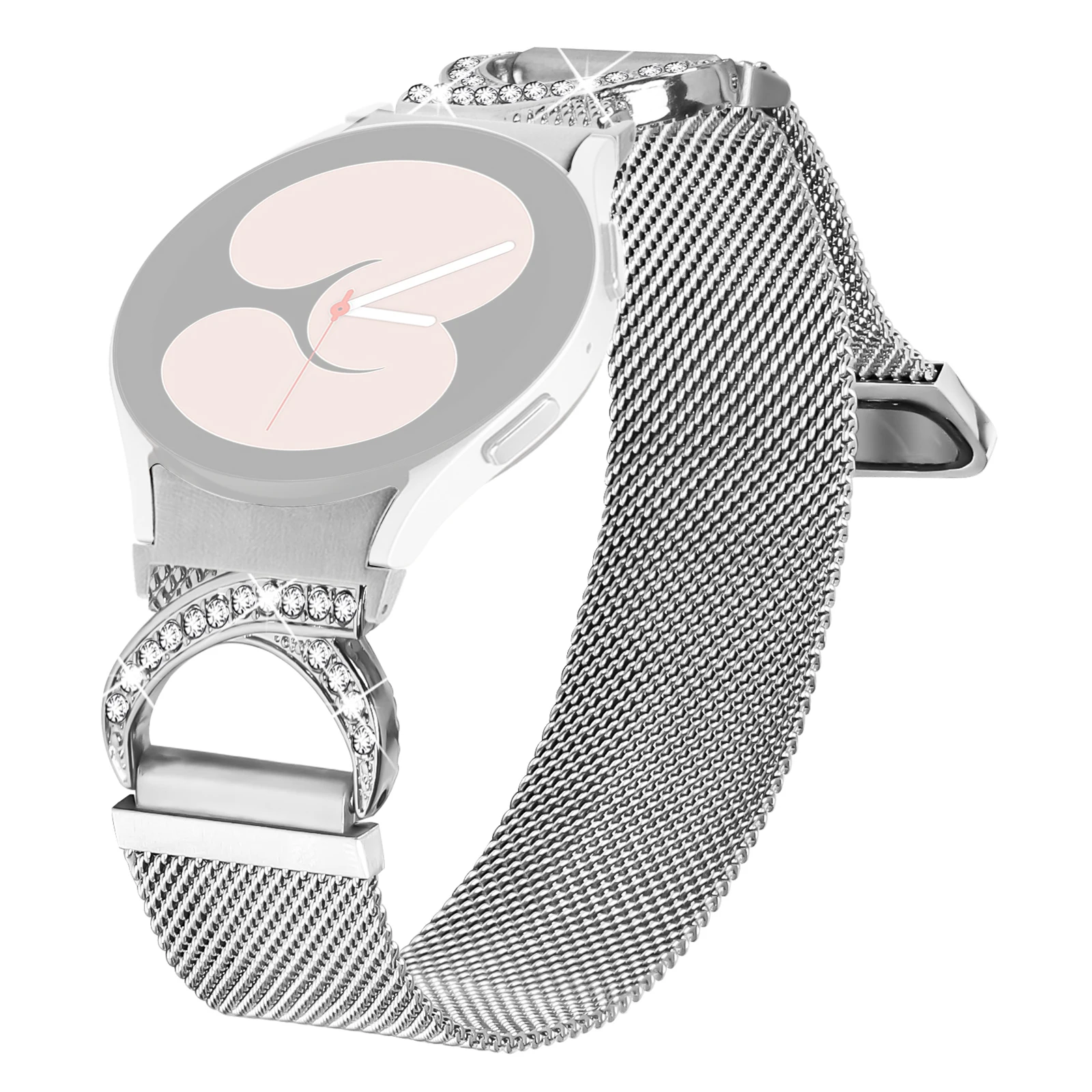

Watch Strap with Quick Release Connector for Samsung Galaxy Watch6 Classic 47mm 43mm / Watch6 44mm 40mm Milanese Silver Watch