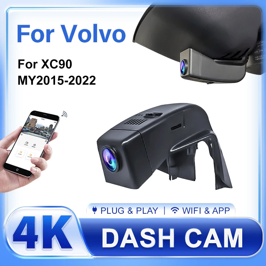 4K Plug and play Car Wifi DVR Video Recorder Dash Cam Camera, For Volvo XC90 2015 2016 2017 2018 2019 2020 2021 2022,4K DashCam