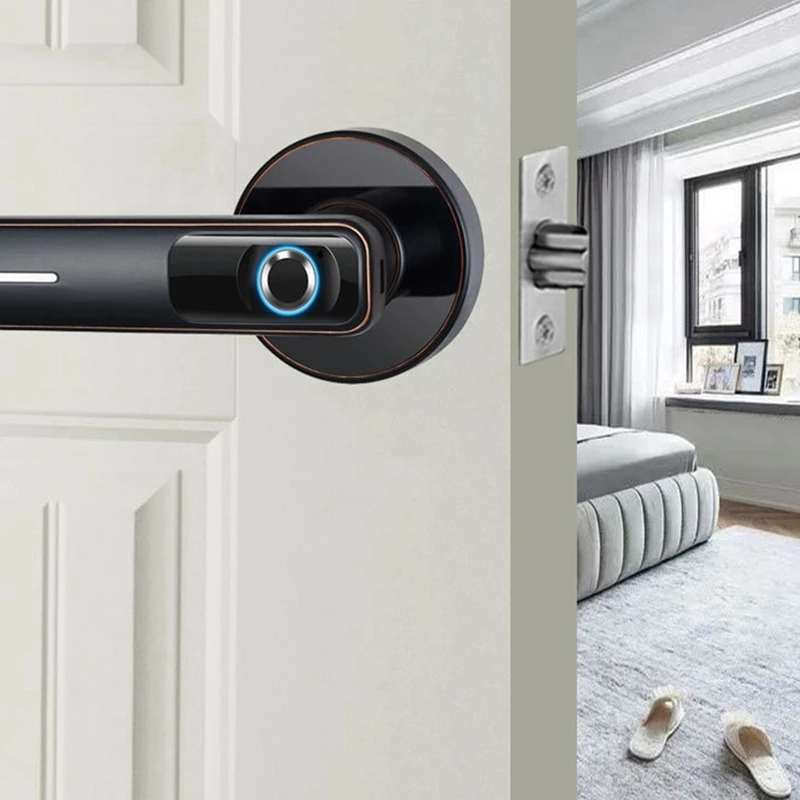 Fingerprint Door Lock, Smart Door Handle Fingerprint Door Knob For Bedroom, Office, Hotels Door Locks With Handle