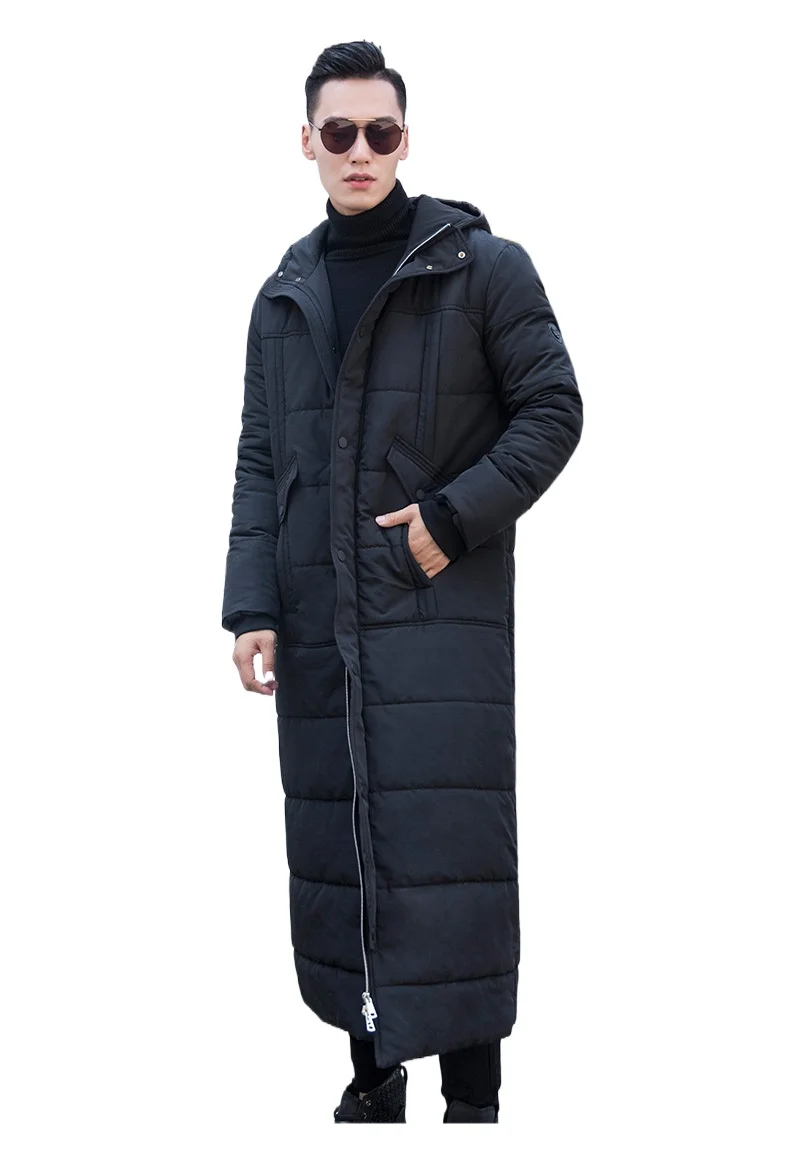 

Space Cotton Pockets Men Winter Black Parkas Windproof Hooded Hat Thick Coat Zipper X Long Jacket Warm Snow Wear Overcoat