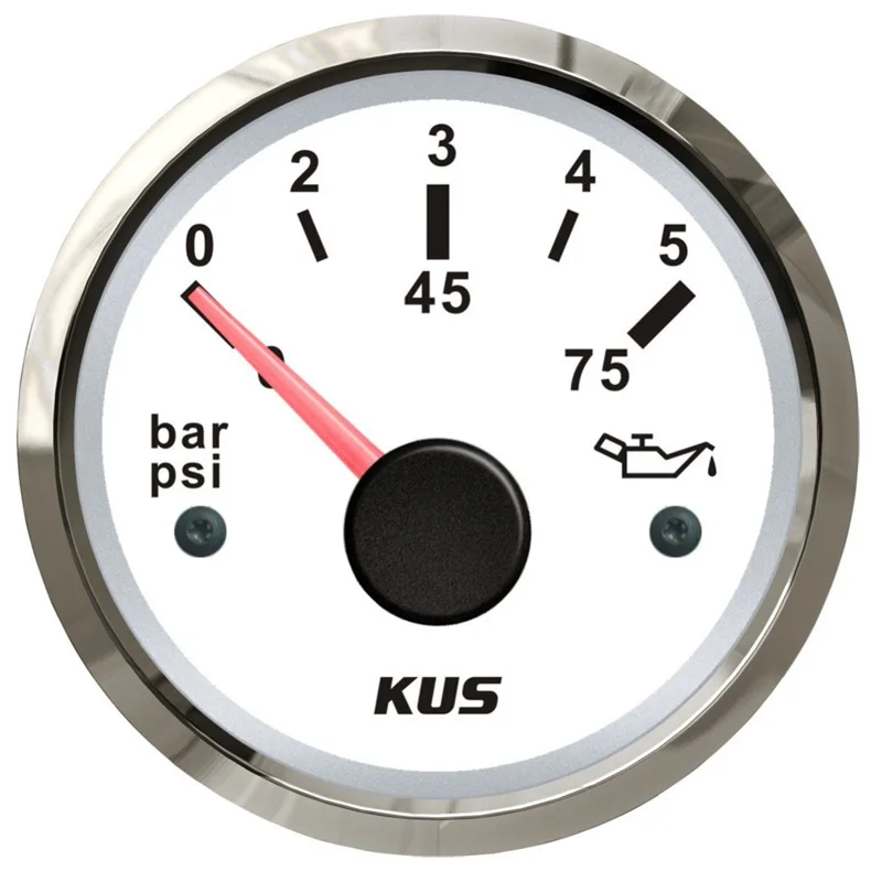 KUS Auto 0-75Psi Oliedrukmeters 52mm 0-5Bar Toont Oliedruk 10-184ohm Ingangssignaal Rode of Gele Achtergrondverlichting