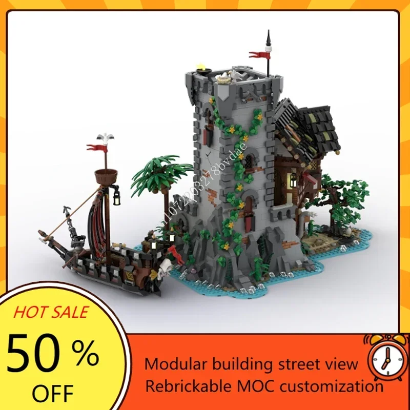 3812PCS MOC Medieval Pirates Castle The Crimson Outpost Model Building Blocks Technology Bricks DIY Assembly Toys Kids Gifts