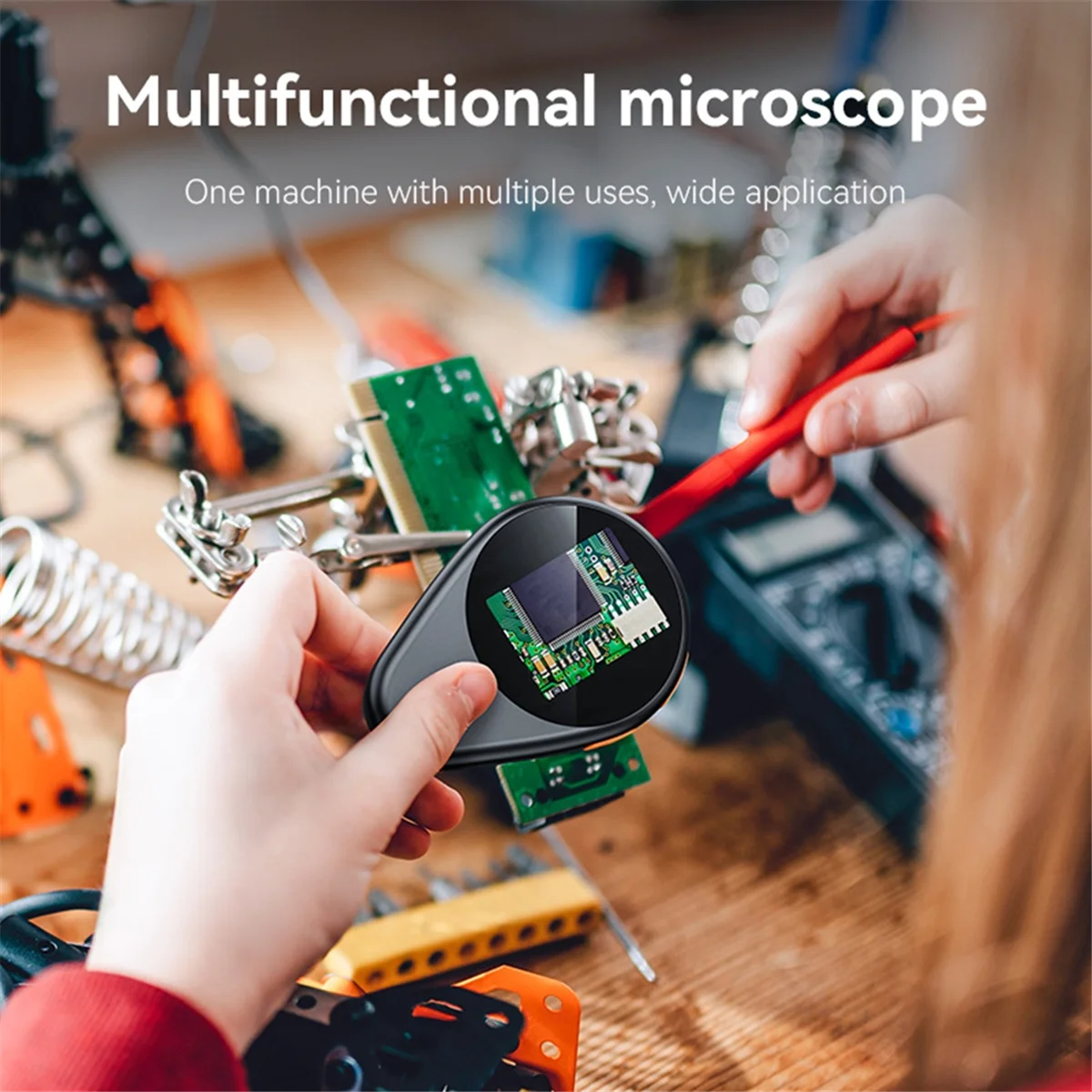 

AB51 2.0inch 500X Portable Microscope Camera 2 MP Pocket Microscope with Magnifying Glass & 8 LED for Electronics Repair