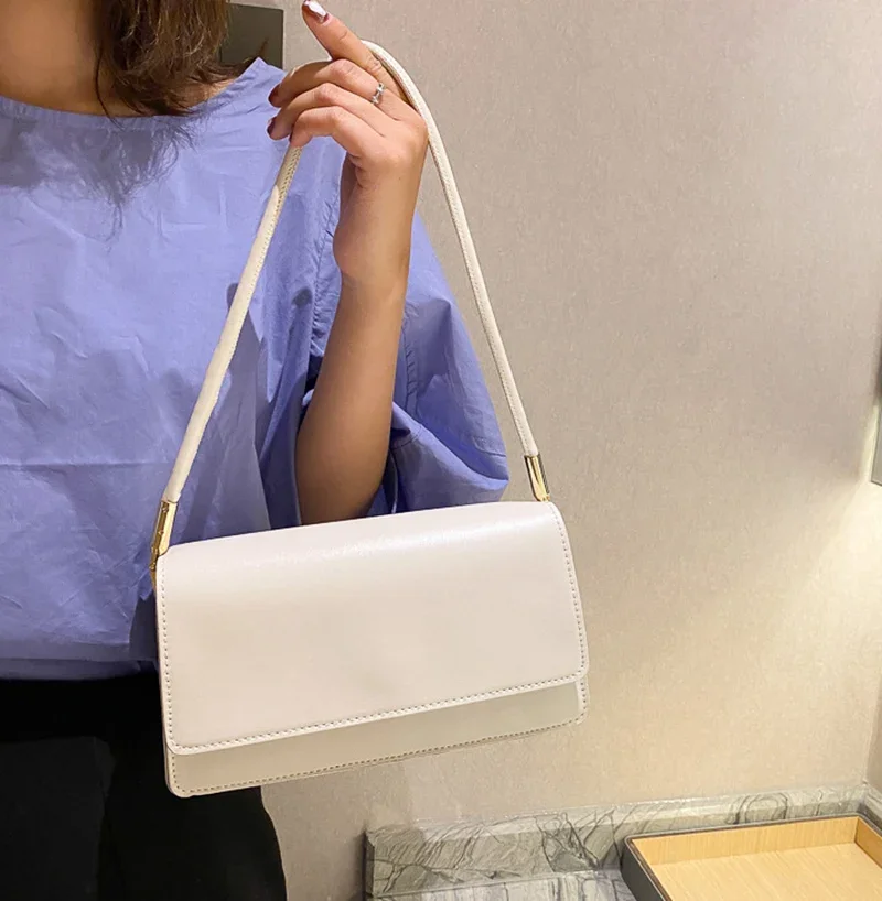 New Fashion Women Shoulder Bags Simple Solid Color Armpit Handbag Purse Clutch Messenger Bag Clutch