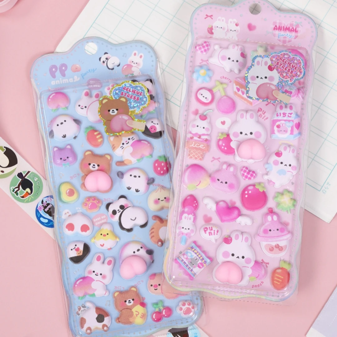 

2 шт./лот, креативные животные, вечерние мягкие пухлые 3D наклейки для скрапбукинга, журнала «сделай сам», школьные и офисные принадлежности