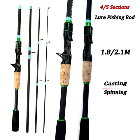 Ghotda 휴대용 탄소 섬유 스피닝 낚싯대 – WT 3.5-14g, 1.8m 및 2.1m 여행용