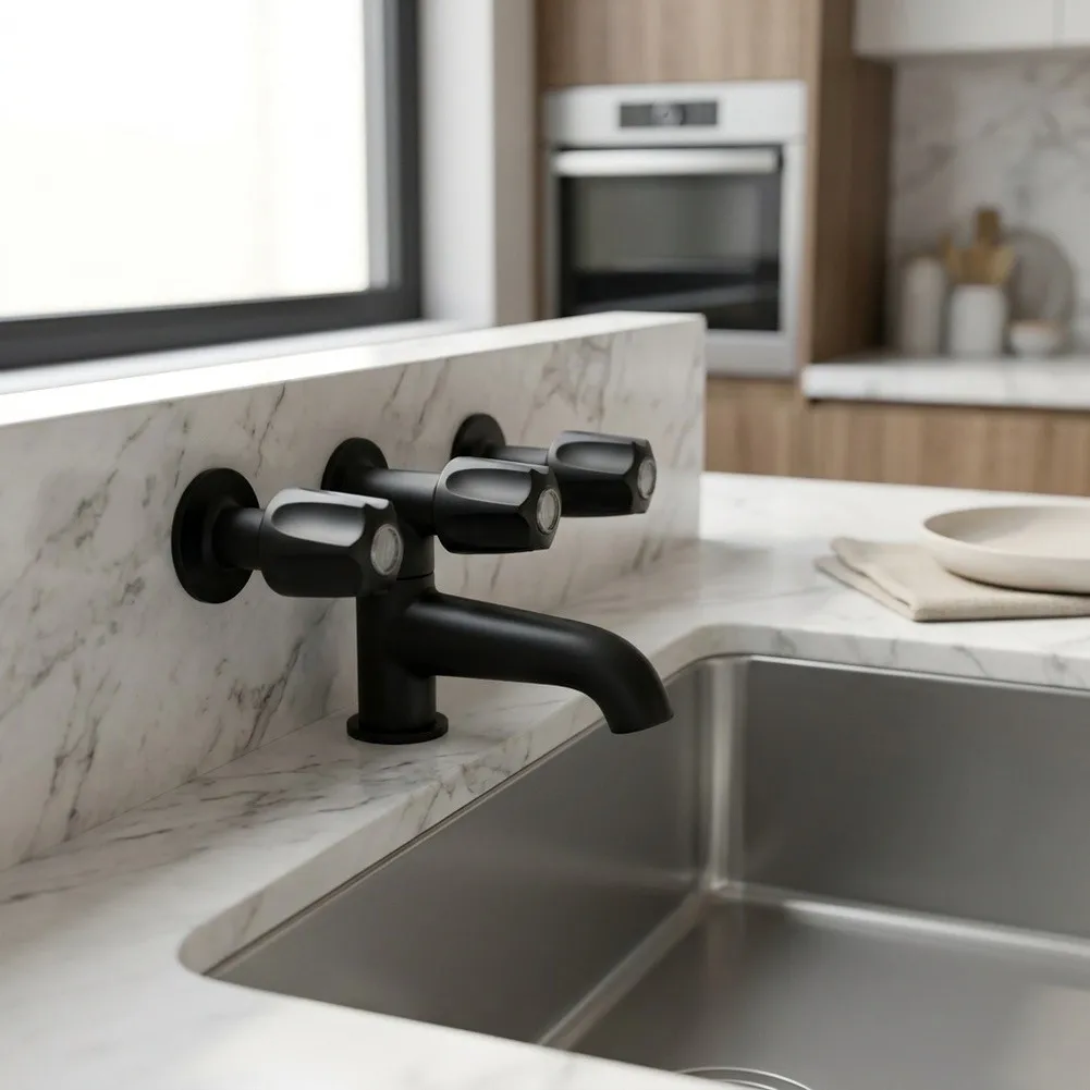 polished-chrome-bathtub-faucet-trim-kit-includes-spout-flanges-adapter-and-three-knobs-for-standard-3-handle-valve-systems