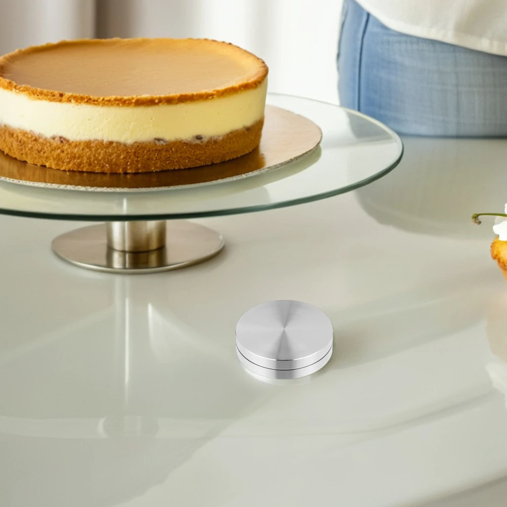 

2pcs Cake Baking Turntable Aluminum Alloy Glass Rotating Silver Bearing Base Easy Rotation Stable Reliable Versatile Use