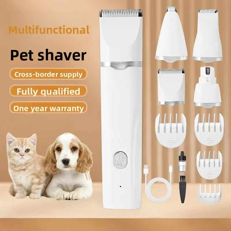

Pet 4-in-1 Hair Clipper Set Dog Cat Grooming Kit | Quiet Washable Blades, USB Charging, Nail Grinder, Lightweight 85g​