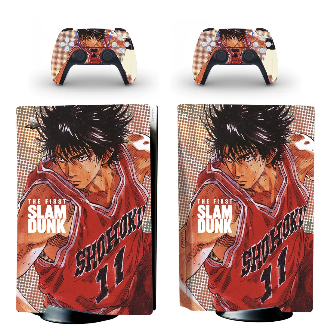 Pegatina de piel de disco The First Slam Dunk PS5, cubierta de calcomanía para consola y 2 controladores, vinilo adhesivo de piel de disco PS5