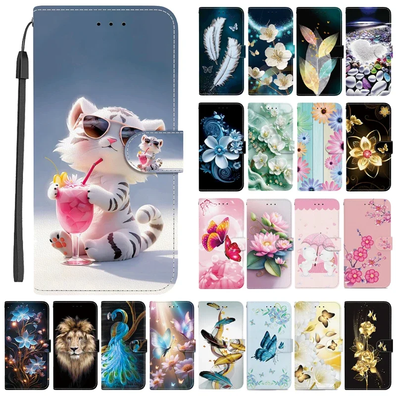 A36 Flip Wallet Leather Case For Samsung Galaxy A36 A56 A26 A16 5G A06 4G A366B A165F Cover Cases Magnetic Stand Cute 3D Pattern