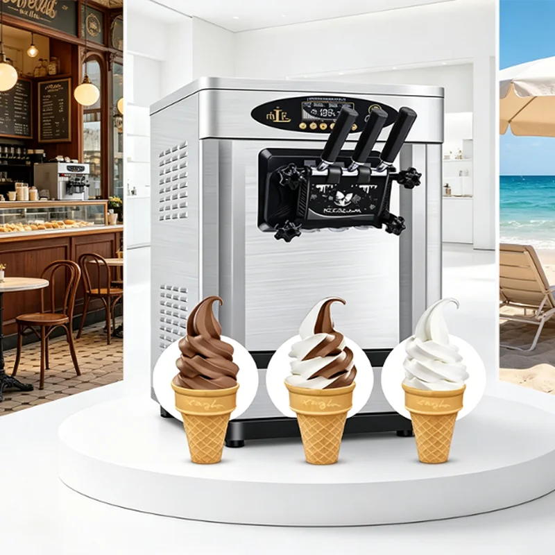 Ice Cream Maker 3 Flavors Soft Serve Ice Cream Making Commercial Ice Cream Machines for Business Icecream Truck