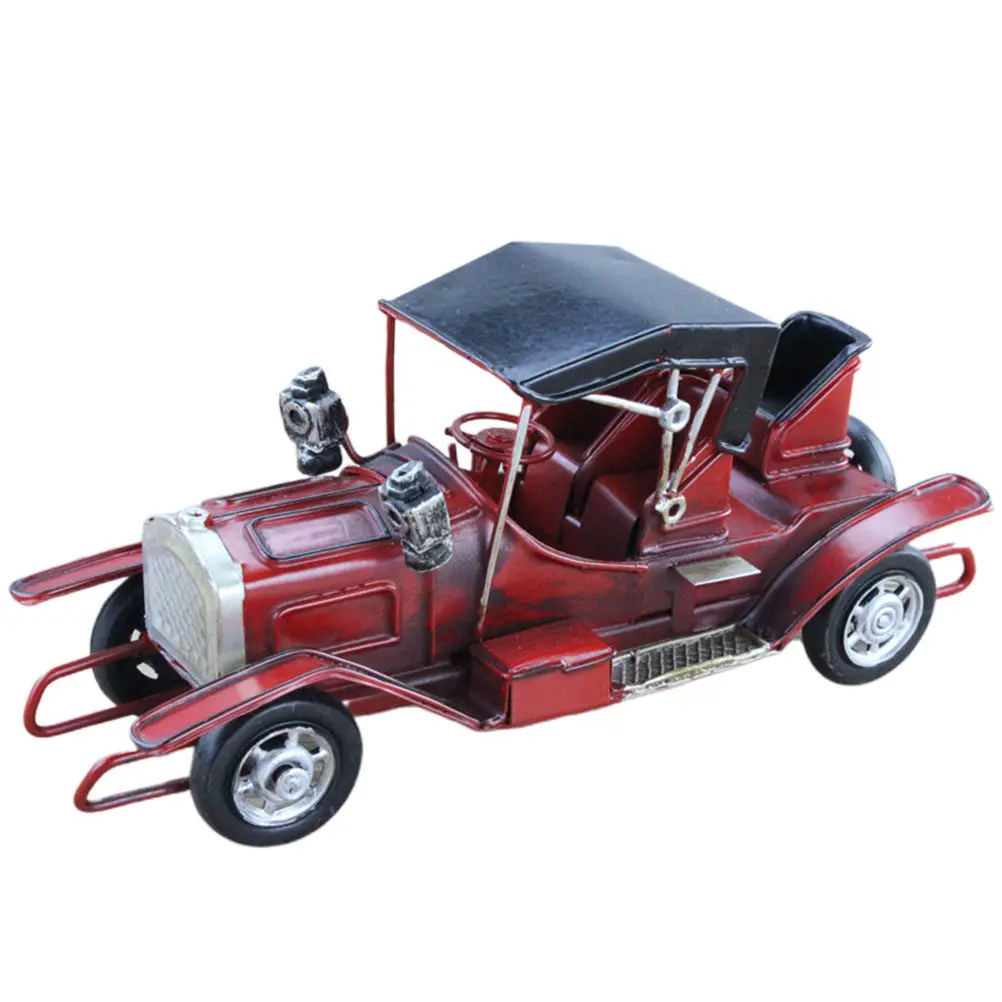 European Iron Retro Truck Simulated Auto Crafts Desktop Decoration Classic Vintage Household Furniture Adornment Red